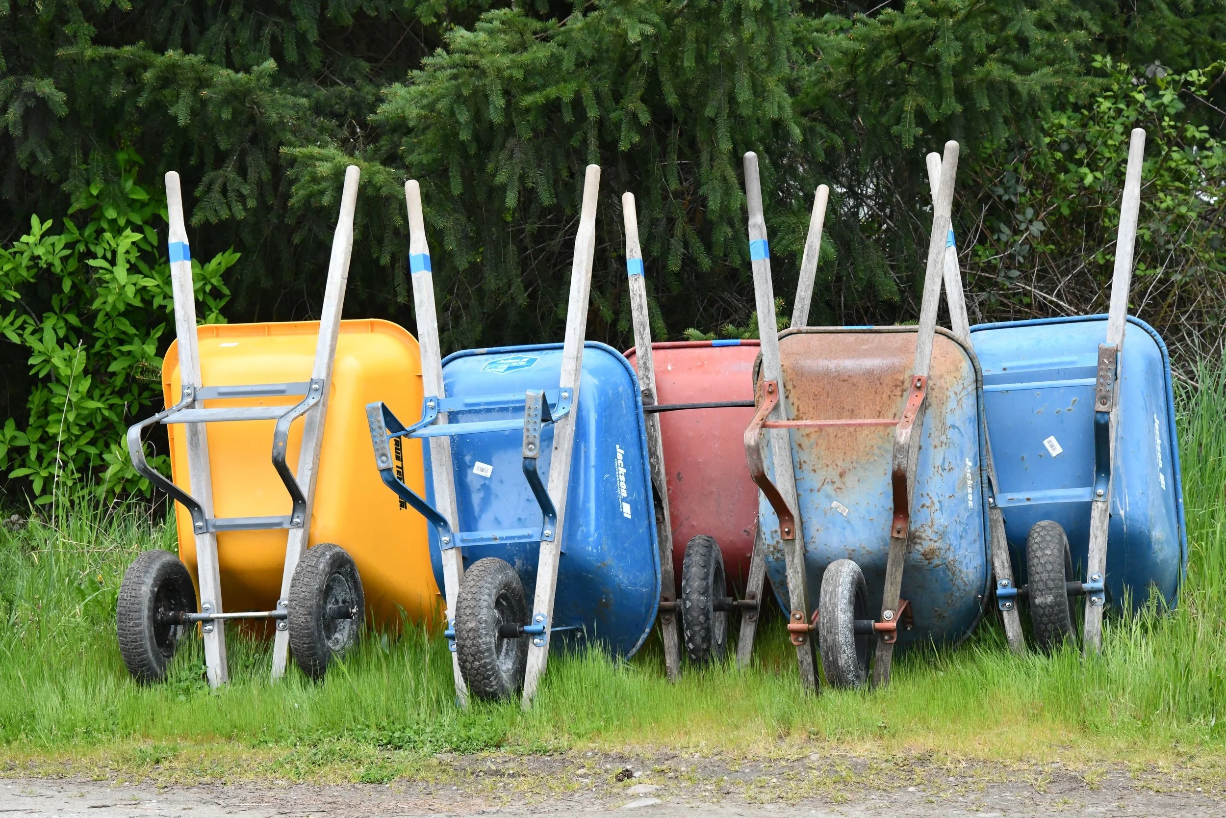 Volunteer equipment lined up outdoors